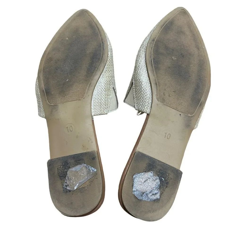Straw Rattan Pointed Toe Mule Slides Flats - Picture 9 of 9